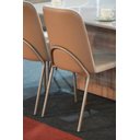 Ver imagem 2 de Kit 4 Cadeiras de Jantar Linho Areia com Courino Caramelo