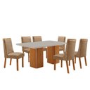 Ver imagem 2 de Mesa de Jantar Eloise 180cm Tampo MDF Vidro Canto Copo com 6 Cadeiras Carolina