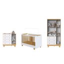 Ver imagem 4 de Quarto de Bebê Guarda Roupa 3 Portas Cômoda e Berço Minicama 4 em 1 Levy 100% MDF Yescasa
