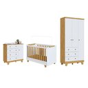 Ver imagem 2 de Quarto de Bebê Guarda Roupa 3 Portas Cômoda e Berço Minicama 4 em 1 Levy 100% MDF Yescasa