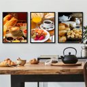 Ver imagem 1 de Kit 3 Quadros Decorativos Fotografias de Café da manhã 24x18cm:madeira Branca