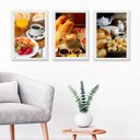 Ver imagem 2 de Kit 3 Quadros Decorativos Fotografias de Café da manhã 24x18cm:madeira Branca