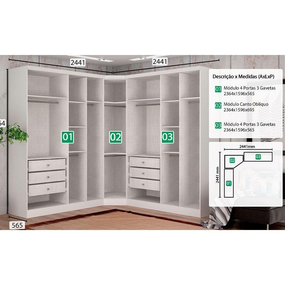 Guarda-roupa Em Mdf Com 9 Portas E 6 Gavetas Branco - 8