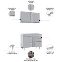 Ver imagem 3 de Armário Cozinha e Balcão para Pia 100cm Luziania Cinza Claro - Lumil