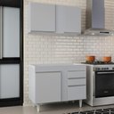 Ver imagem 2 de Armário Cozinha e Balcão para Pia 100cm Luziania Cinza Claro - Lumil