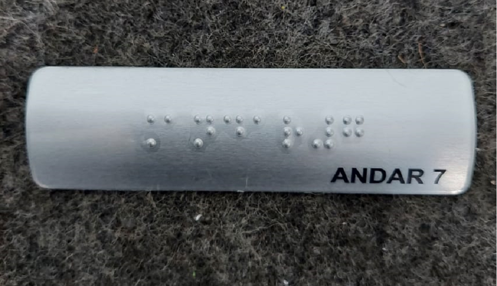 KIT COM 10 PLACAS BRAILE DO 1° AO 10° ANDAR ALUMINIO - 9
