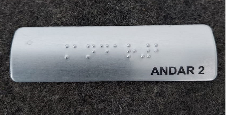 KIT COM 10 PLACAS BRAILE DO 1° AO 10° ANDAR ALUMINIO - 4