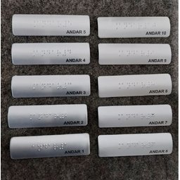 KIT COM 10 PLACAS BRAILE DO 1° AO 10° ANDAR ALUMINIO - 2