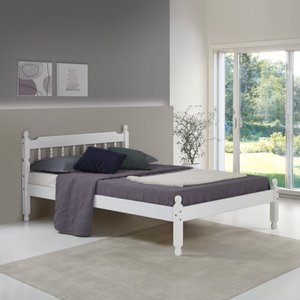 Cama Casal em Madeira Maciça Mv Outlet Branco