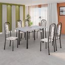 Ver imagem 1 de Conjunto Sala de Jantar com 6 Cadeiras Lara Prata/Arabesco