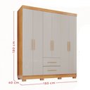 Ver imagem 4 de Guarda-roupa Casal Diamante 6 Portas 2 Gavetas com Pés Cinamomo/off White - Pnr Móveis