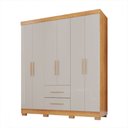 Ver imagem 2 de Guarda-roupa Casal Diamante 6 Portas 2 Gavetas com Pés Cinamomo/off White - Pnr Móveis