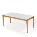 Ver imagem 1 de Mesa de Jantar Retangular Rana com Tampo de Vidro 160cm e 180cm 160cm Verniz Avelã
