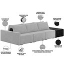 Ver imagem 7 de Sofá Ilha Modular para Sala 312cm com Puff Dublin K01 Veludo Cinza e Sintético Preto - Lyam Decor