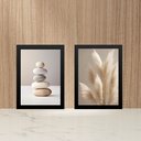 Ver imagem 1 de Kit 2 Quadros Fotografias Minimalistas Bege 45x34cm:moldura Preta
