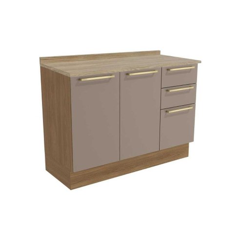 Módulo Cozinha Kappesberg Botanic Balcão Botanic M624 C/3 Gavetas e 2 Portas C/tampo 120cm