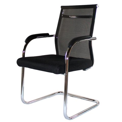 Cadeira Interlocutor Mesh Fixa Roma Preta W-122