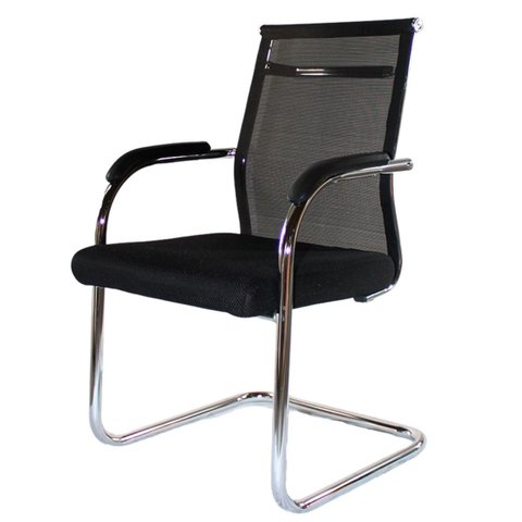 Cadeira Interlocutor Mesh Fixa Roma Preta W-122