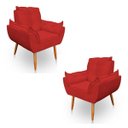 Ver imagem 1 de Kit 2 Poltronas Decorativa Opala Sala de Estar Tecido Suede Vermelho Cakes Decor