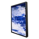 Ver imagem 3 de Quadro Decorativo Abstrato Mar Azul em Moldura Caixa Tacolado Moldura Trad 1cm Madeira Escura sem Vi