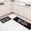 Ver imagem 3 de Jogo de Tapetes P/ Cozinha Bistrô Happy Kitchen Preto 02 Peças