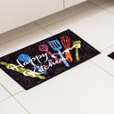 Ver imagem 2 de Jogo de Tapetes P/ Cozinha Bistrô Happy Kitchen Preto 02 Peças