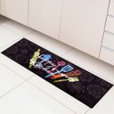 Ver imagem 1 de Jogo de Tapetes P/ Cozinha Bistrô Happy Kitchen Preto 02 Peças