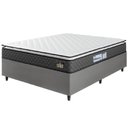 Ver imagem 1 de Cama Box Casal Queen Colchão Espuma D33 Pillow Top Millenium 158x198x57cm Suede Cinza/branco Hellen
