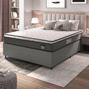 Ver imagem 5 de Cama Box Casal Queen Colchão Espuma D33 Pillow Top Millenium 158x198x57cm Suede Cinza/branco Hellen