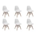 Ver imagem 1 de Kit 6 Cadeiras Charles Eames Eiffel Wood Branca Polipropileno Base Madeira
