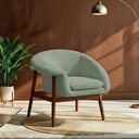 Ver imagem 2 de Poltrona Decorativa Yumi Base Madeira Braço Direito Bouclé Verde Claro - Nexta Casa