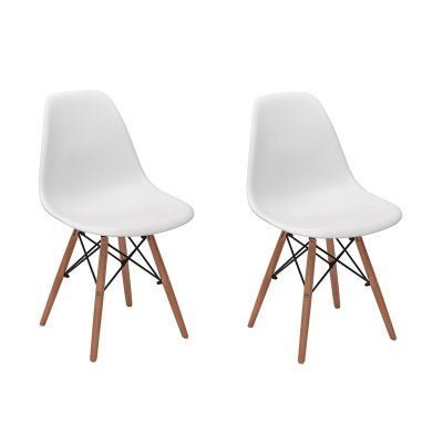 Kit 2 Cadeiras Charles Eames Eiffel Wood Base Madeira - Branca - 1