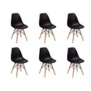 Ver imagem 1 de Kit 6 Cadeiras Charles Eames Eiffel Wood Preta Polipropileno Base Madeira