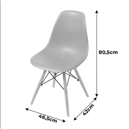 Kit 6 Cadeiras Charles Eames Eiffel Wood Base Madeira - Preta - 3