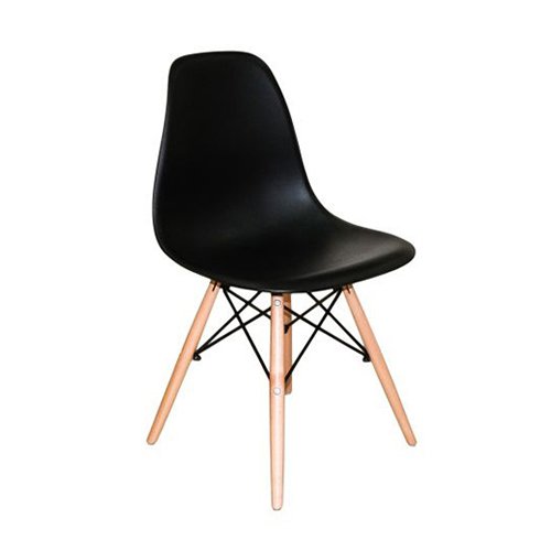 Kit 6 Cadeiras Charles Eames Eiffel Wood Base Madeira - Preta - 2