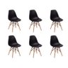 Kit 6 Cadeiras Charles Eames Eiffel Wood Base Madeira - Preta - 1