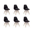 Ver imagem 1 de Kit 6 Cadeiras Charles Eames Eiffel Wood Preta Polipropileno Base Madeira