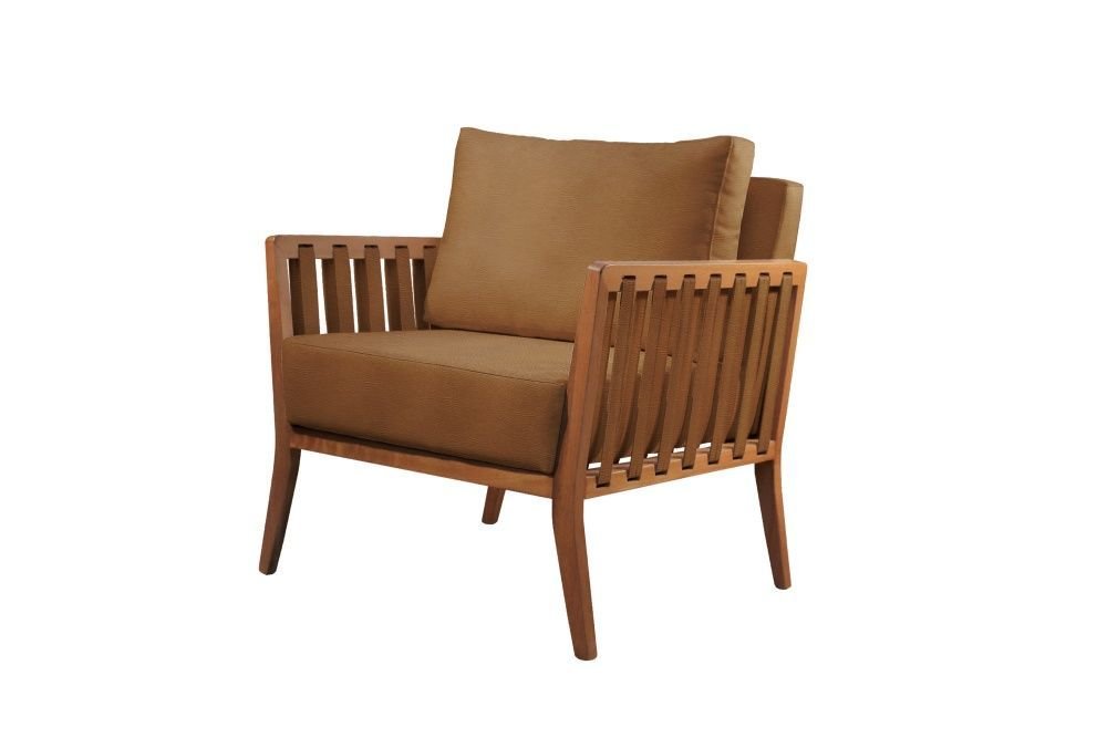 Poltrona Decorativa Couro Caramelo Lua
