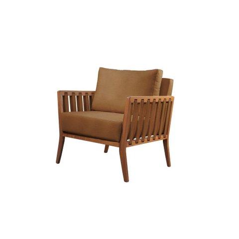 Poltrona Decorativa Couro Caramelo Lua