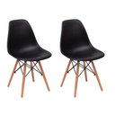 Ver imagem 1 de Kit 2 Cadeiras Charles Eames Eiffel Wood Base Madeira - Preta
