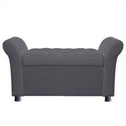 Recamier Baú Sapateira Louis 140x Suede Cinza - Majú Deor - 1