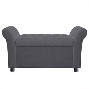 Recamier Baú Sapateira Louis 140x Suede Cinza - Majú Deor