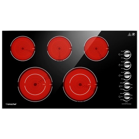 Amzchef Cooktop Elétrico 36" Embutido 5 Zonas de Aquecimento (preto)