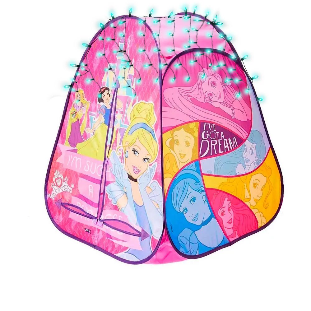 Barraca Infantil Dobrável Grande Cabana Tenda Com pisca pisca - Princesas Com pisca pisca azul - 1