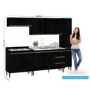 Ver imagem 3 de Armário de Cozinha Completa Modulada 240cm 5 Peças Milão Menu Móveis Preto