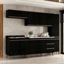 Ver imagem 1 de Armário de Cozinha Completa Modulada 240cm 5 Peças Milão Menu Móveis Preto