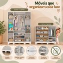 Ver imagem 5 de Quarto de Bebê Completo com Berço Americano 3 em 1 e Colchão Incluso Flor Multimóveis MP4929 Bco/Off