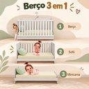Ver imagem 6 de Quarto de Bebê Completo com Berço Americano 3 em 1 e Colchão Incluso Flor Multimóveis MP4929 Bco/Off