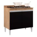 Ver imagem 1 de Balcão para Cooktop de Cozinha com Tampo 2 Portas Brenda Castanho e Preto 80 cm - D’Rossi