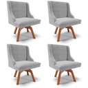 Ver imagem 1 de Kit 4 Cadeiras Estofadas Base Giratória de Madeira Lia Suede Cinza - Ibiza